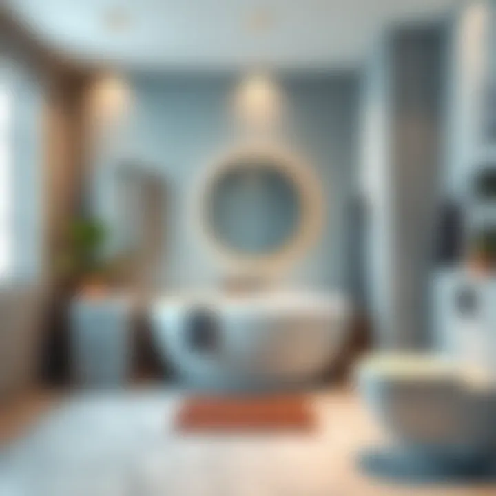 Innovative bathroom layout utilizing space-efficient designs