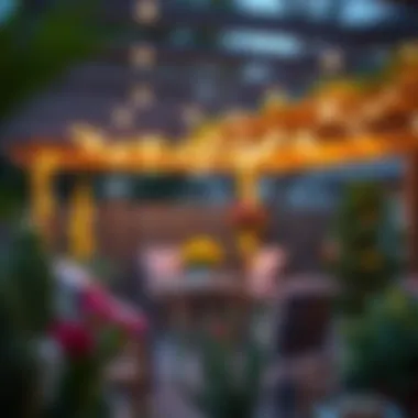 Solar string lights adorning a patio for a festive ambiance