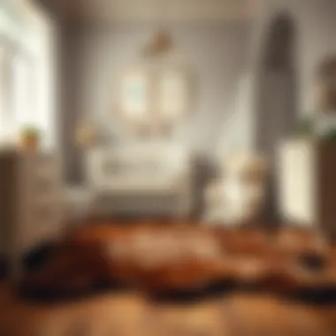 Stylish nursery decor with faux bear rug