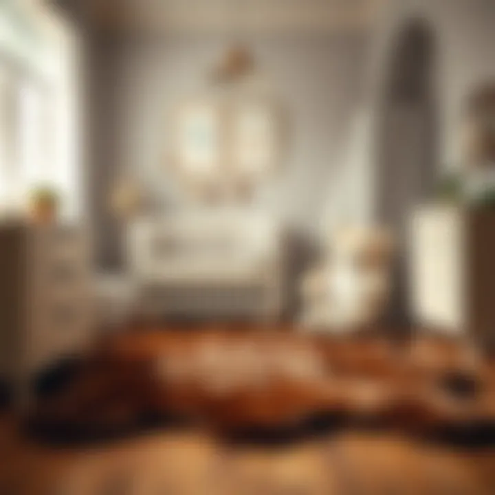 Stylish nursery decor with faux bear rug