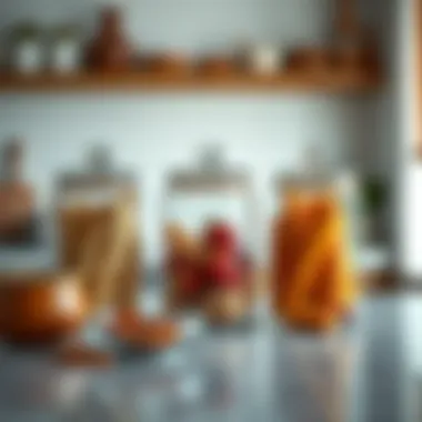 Tall glass containers enhancing kitchen aesthetic with food items