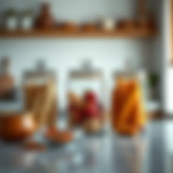 Tall glass containers enhancing kitchen aesthetic with food items