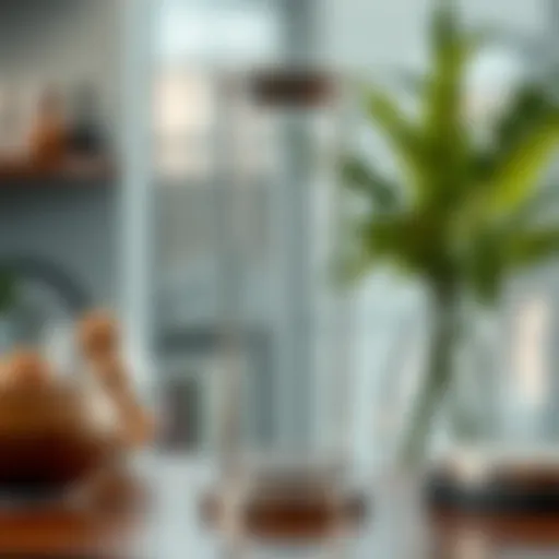 Elegant tall glass storage container showcasing its sleek design