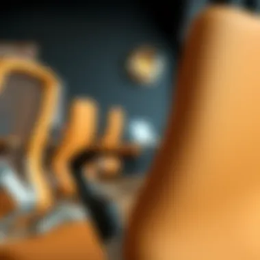 Close-up of ergonomic features of a tan office chair