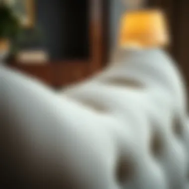 Close-up of v cushion design showcasing material and texture