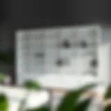 Modern office shelving unit with a minimalist design