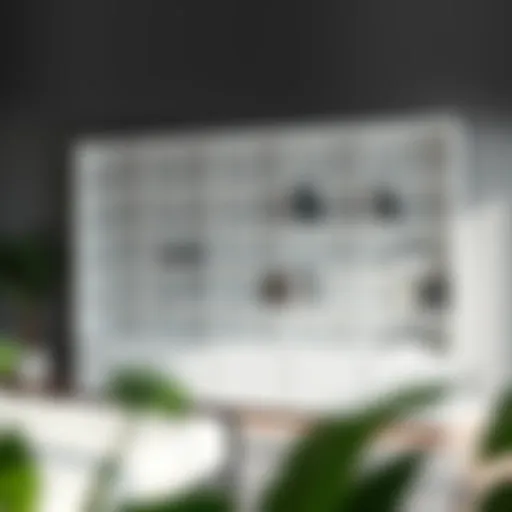 Modern office shelving unit with a minimalist design