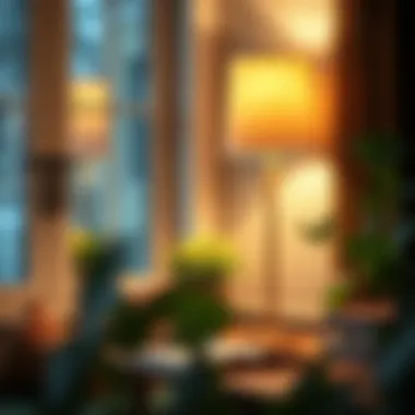 Extra tall desk lamp enhancing a cozy reading nook