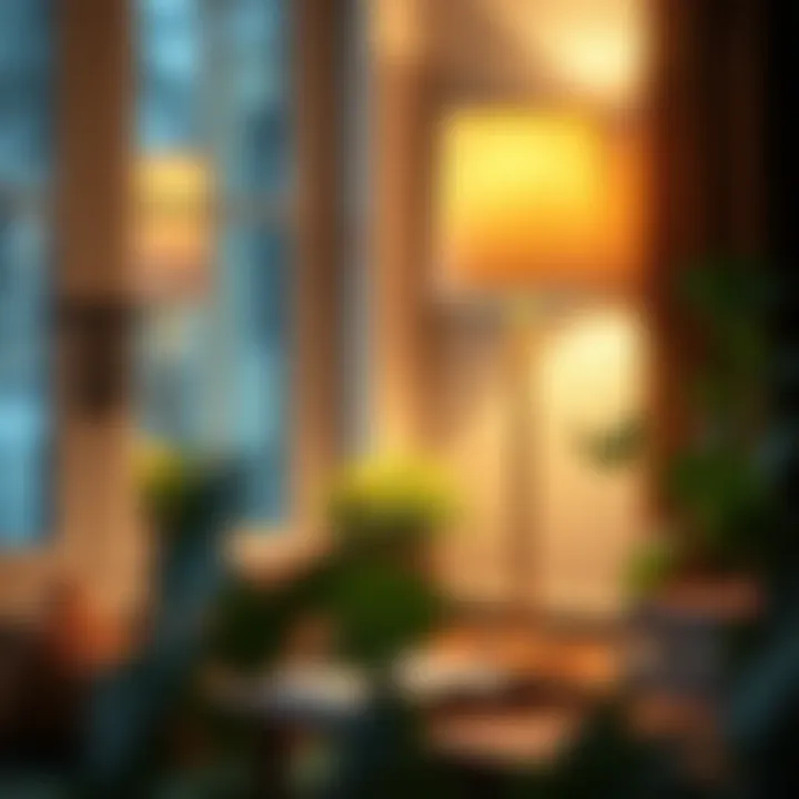 Extra tall desk lamp enhancing a cozy reading nook