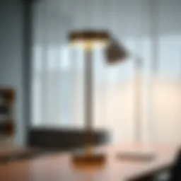 Elegant extra tall desk lamp illuminating a modern workspace