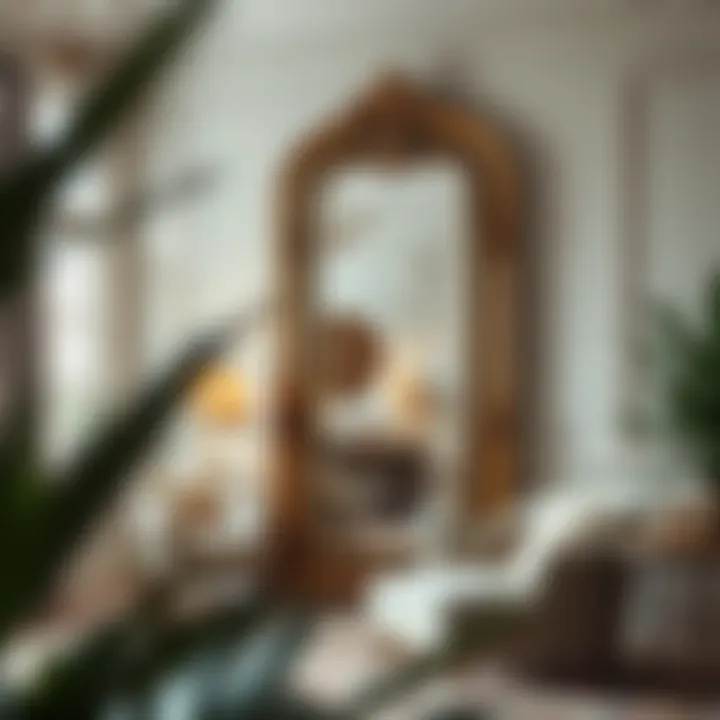 Artistic floor size mirror integrated into a chic interior