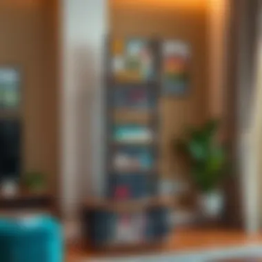 Stylish game holder tower displaying various game collections