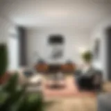 Elegant gray shade floor lamp in a modern living room