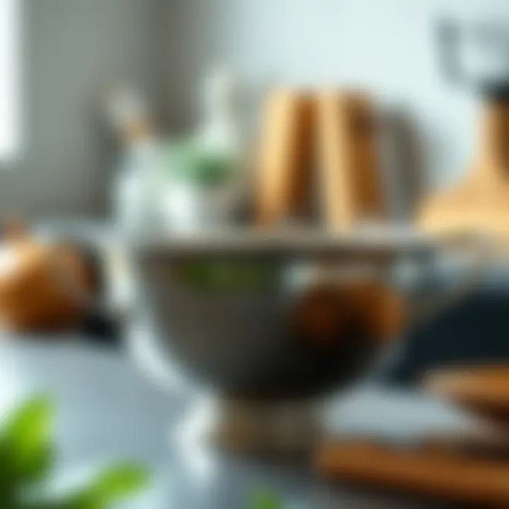 An elegant colander made of stainless steel, highlighting its functional features.