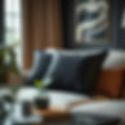 Elegant black throw pillow case on a modern couch