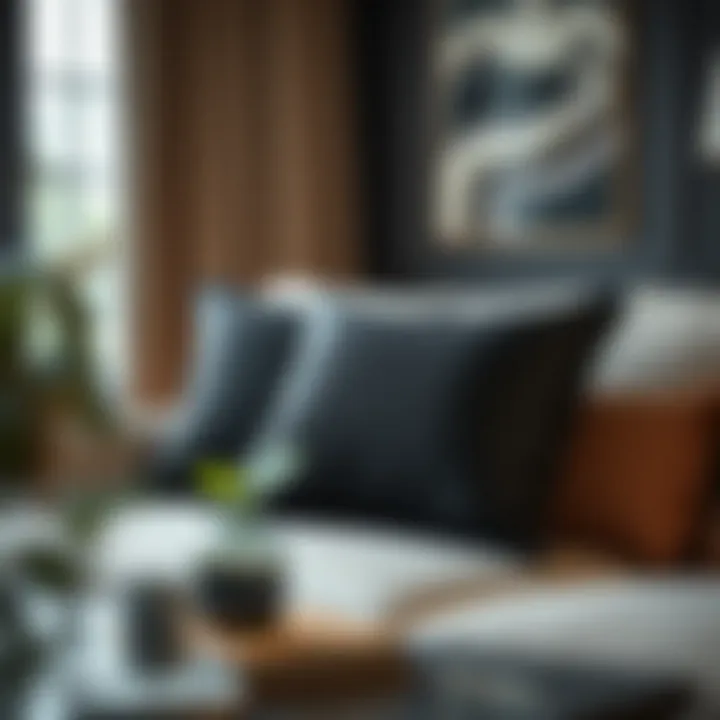 Elegant black throw pillow case on a modern couch