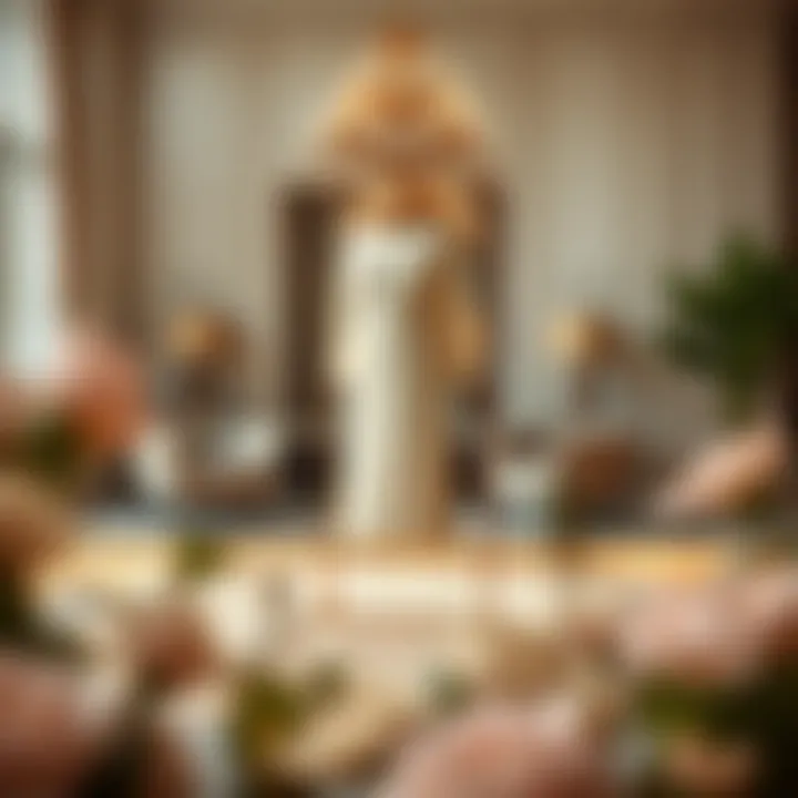 Artistic dress holding stand in a luxurious setting