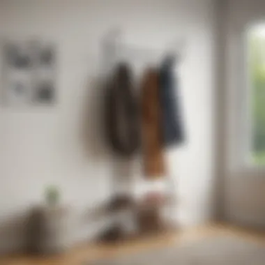 Contemporary coat rack with sleek lines and functional storage options