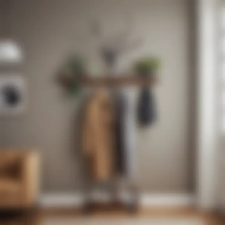 Coat rack adorned with decorative items, enhancing the living space
