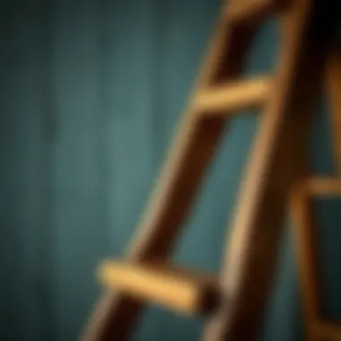 Close-up of the craftsmanship of a wooden ladder