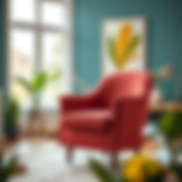 Stylish armchair with vibrant upholstery