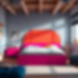 Modern youth bed design with vibrant colors