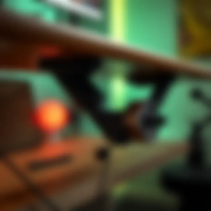 Close-up of adjustable standing desk mechanism