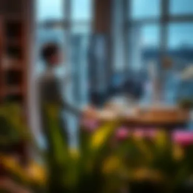 Individual enjoying productivity at a standing desk