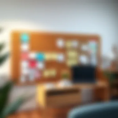 Color-Coded Organizational Corkboard Organized corkboard with color-coded notes and schedules