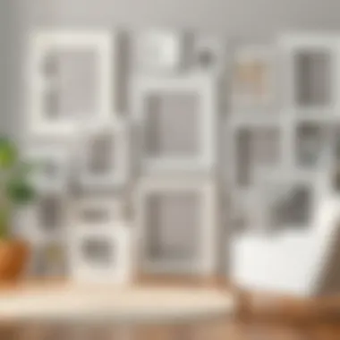 Variety of materials used in white collage photo frames