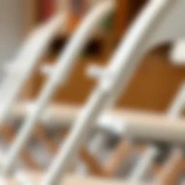 Close-up of the materials used in white folding desk chairs