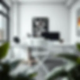 Elegant white folding desk chair against a modern workspace backdrop