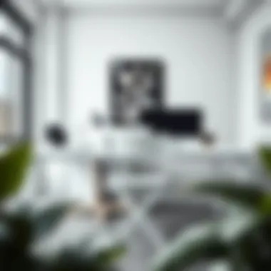 Elegant white folding desk chair against a modern workspace backdrop