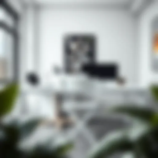 Elegant white folding desk chair against a modern workspace backdrop