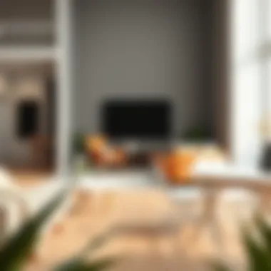 Stylish arrangement of white folding chairs in a minimalist living area