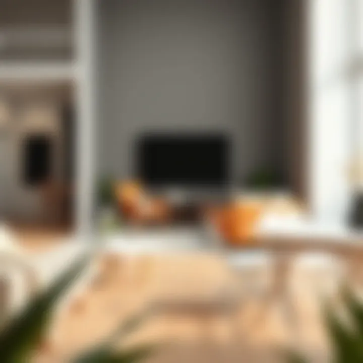 Stylish arrangement of white folding chairs in a minimalist living area