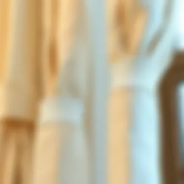 Close-up of the grommet design on off white curtains, emphasizing texture and detail