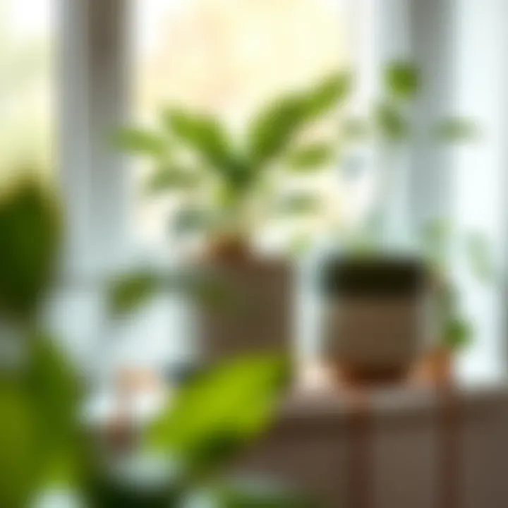 Stylish ceramic plant pots on a minimalist plant stand