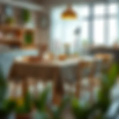 Creative use of a 60 inch elastic tablecloth in a craft setting