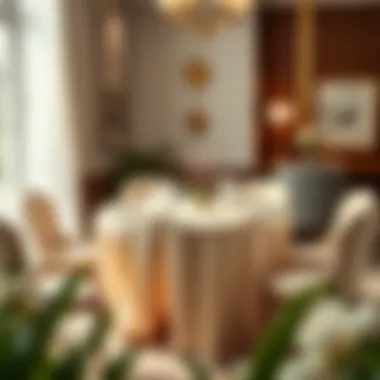 Elegant dining setup featuring a 60 inch elastic tablecloth