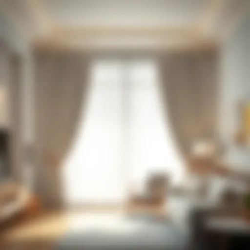 Elegant window cotton drapes enhancing a contemporary living room
