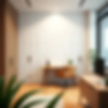 Contemporary wall locker design in a minimalist home office