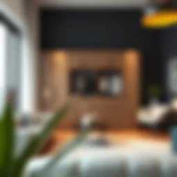 A modern wall locker in a chic living room setting