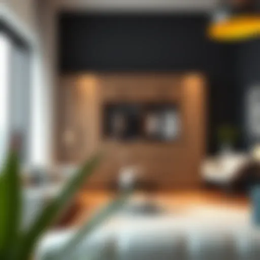 A modern wall locker in a chic living room setting