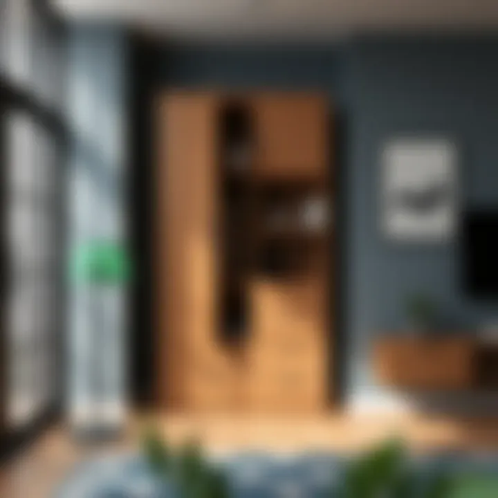 Stylish wooden wall locker showcasing storage solutions