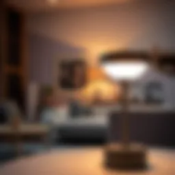 Stylish wireless battery lamp illuminating a modern living space